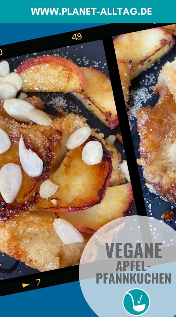 Rezept vegane Pfannkuchen als Apfel-Pancakes mit karamellisierten Äpfeln