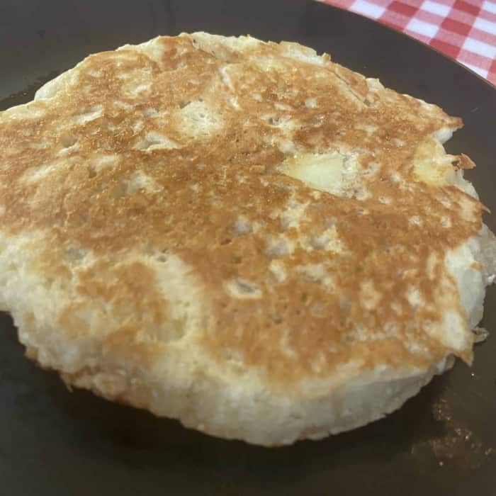 Rezept vegane Pfannkuchen als Apfel-Pancakes mit karamellisierten Äpfeln