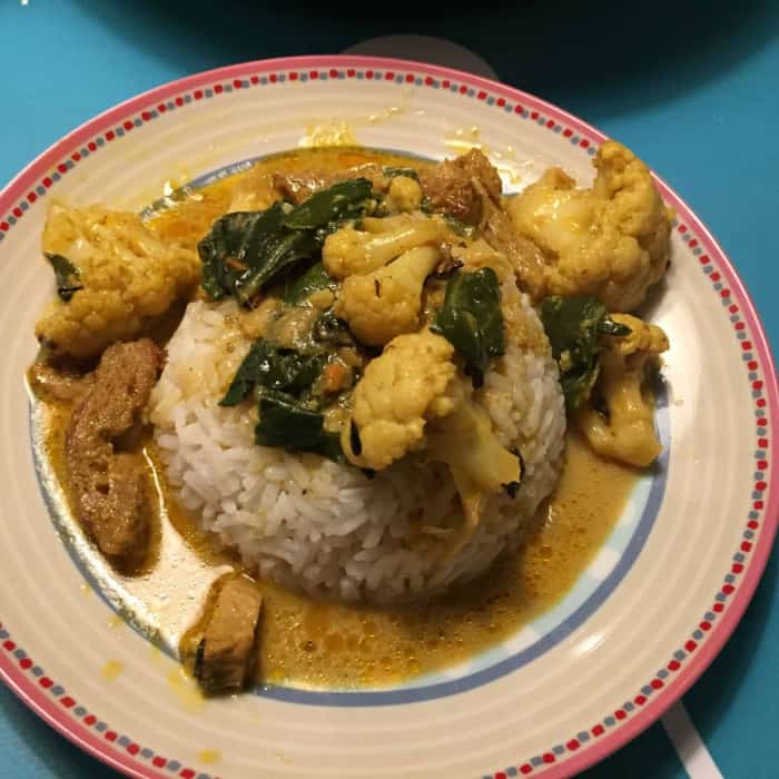 Rezept Blumenkohl-Mangold-Curry indische Art (vegan)