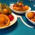 Frittierte Süßkartoffelscheiben mit Physalis