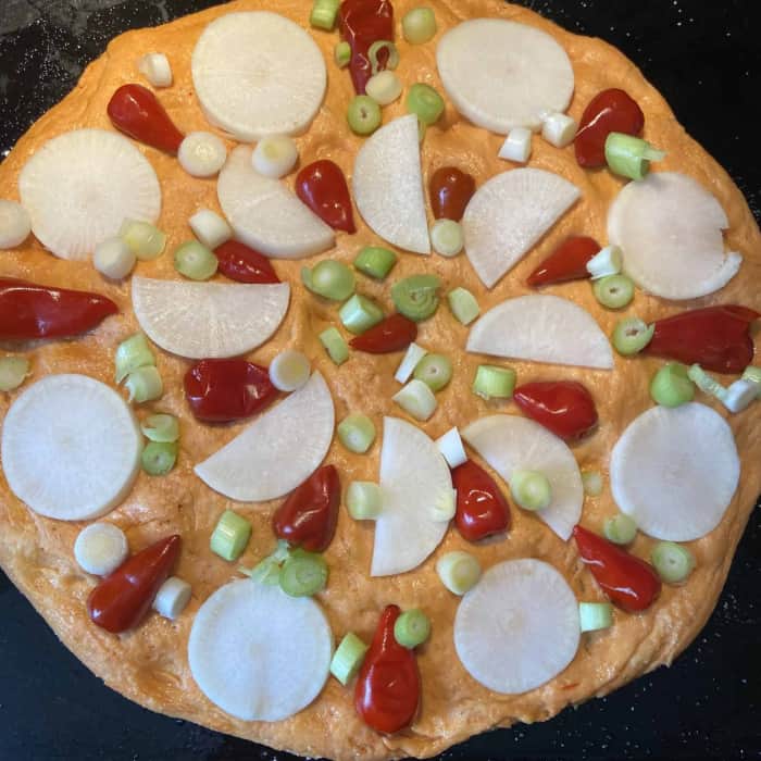 Focaccia Diavola mit Chili ein Rezept für Focacce Brot mit Hartweizengrieß