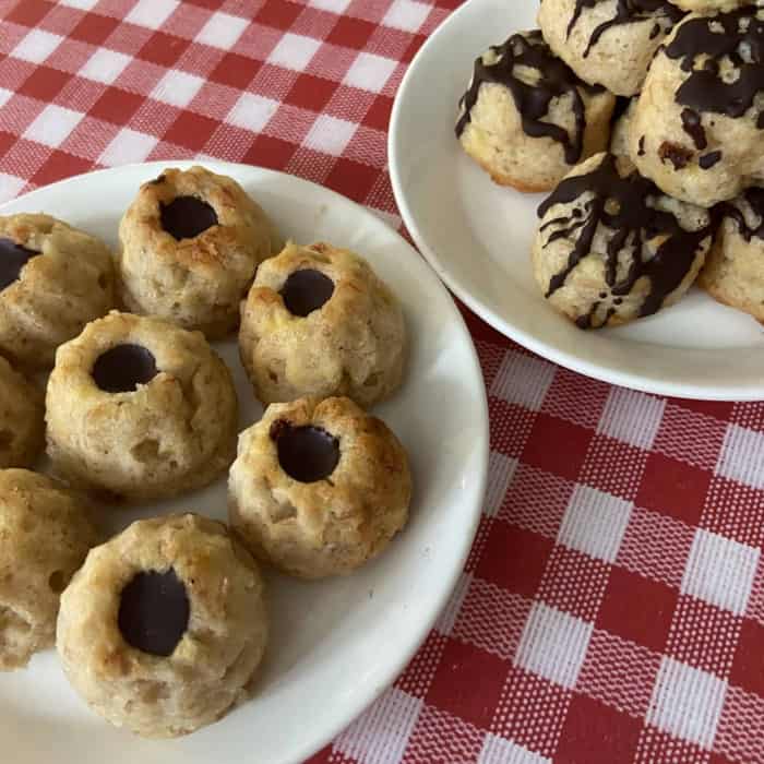 Rezept Mini Banane-Gugelhupf mit Schoko-Herz ohne Zusatz von Öl Rezept Mini Banane-Gugelhupf mit Schoko-Herz ohne Zusatz von Öl