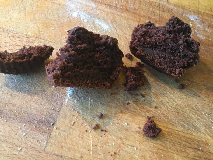 Vegane Brownies, Querschnitt nach 18 Min Backzeit