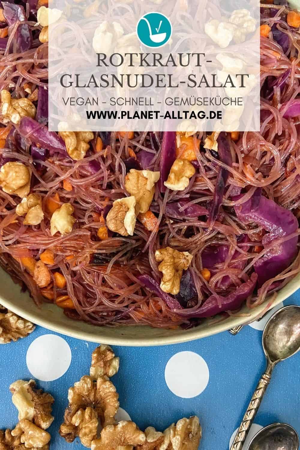 Rezept für Rotkrautsalat mit Glasnudeln, köstlich veganer Rotkohl-Salat