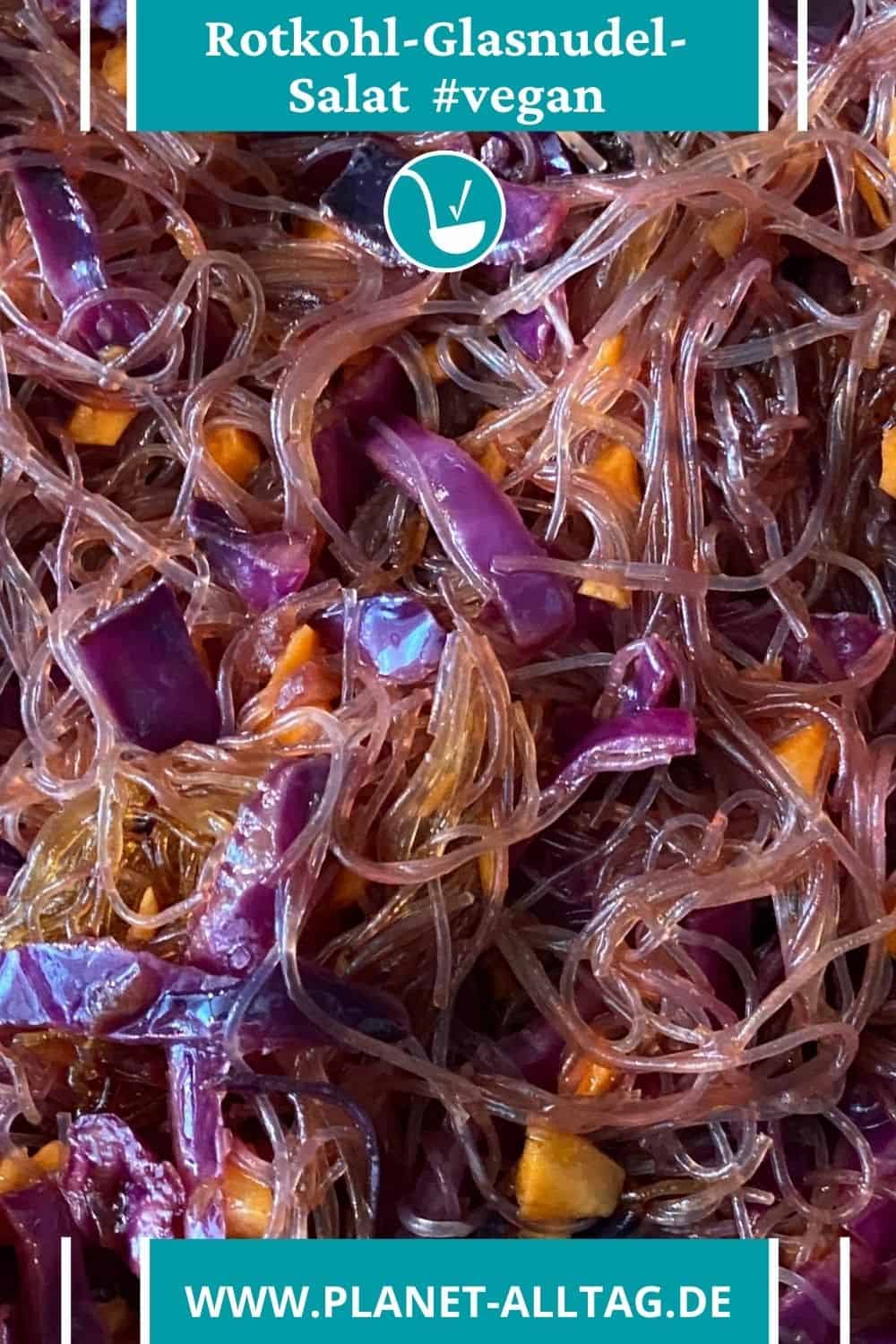 Rezept für Rotkrautsalat mit Glasnudeln, köstlich veganer Rotkohl-Salat