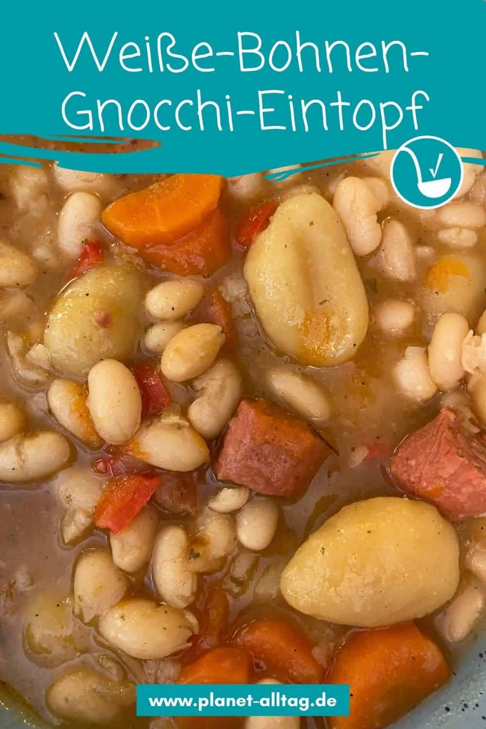 Rezept WeißeBohnenGnocchiEintopf mit Möhren und optional veganer Wurst