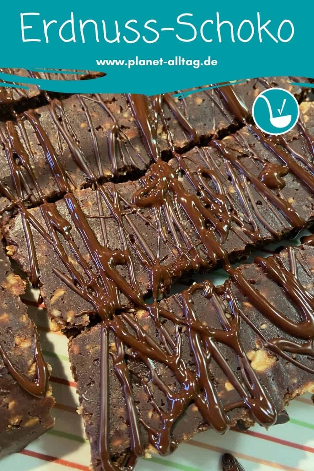 Rezept vegane Erdnuss-Schoko-Riegel mit viel Protein, schokoladig köstlich